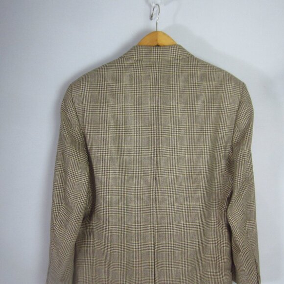 Brooks Brothers Madison 45R Beige Houndstooth 100% Silk LS Sport Coat Blazer - Picture 12 of 16